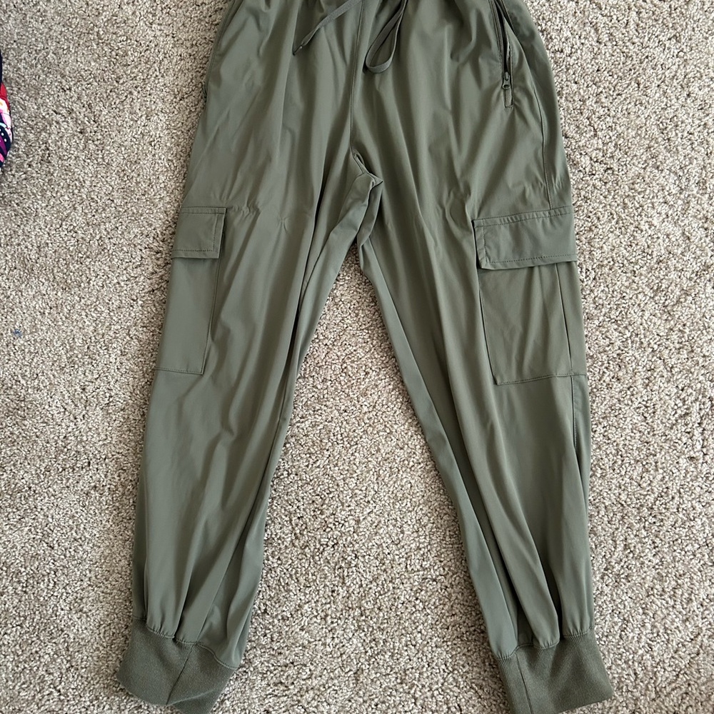 Olive Green Cargo Jogger Pants